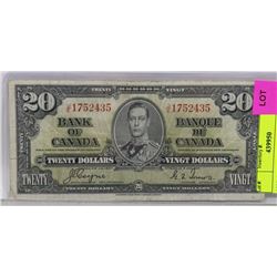 1937 CANADIAN $20 BILL