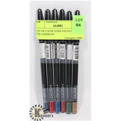 LOT OF 6 NEW GOSH VELVET TOUCH EYE LINERS IN