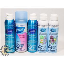 BAG OF 5 SECRET LADIES DEODORANT