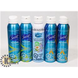 BAG OF 5 SECRET LADIES DEODORANT