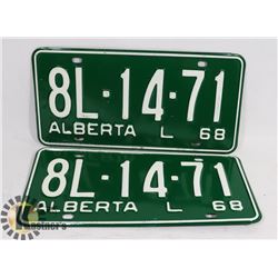 PAIR OF NEW NEVER USED ALBERTA LICENSE PLATES 1968