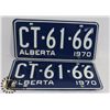 Image 1 : PAIR OF NEW NEVER USED ALBERTA LICENSE PLATES 1970