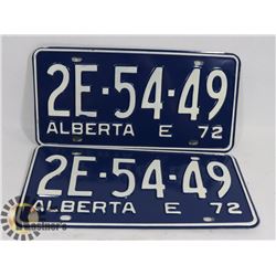 PAIR OF NEW NEVER USED ALBERTA LICENSE PLATES 1972