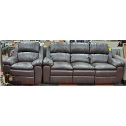 NEW BROWN LEATHERETTE 2PC 86" SOFA AND 40" CHAIR