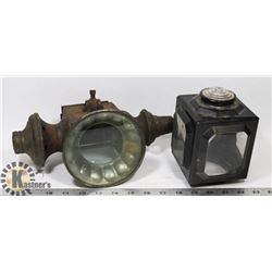 LOT OF TWO 1900'S CAR LIGHTS COACH LIGHTS