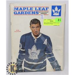 DEC.31.1966 TORONTO MAPLE LEAFS PROGRAM CUP YEAR