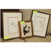 Image 1 : SET OF 3 FRAMED ABORIGINAL SKETCHES-2 BY ODJIG -