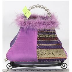 PURPLE CLOTH PURSE ACCENT TABLE LAMP W/ ON/OFF