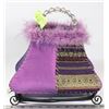 Image 1 : PURPLE CLOTH PURSE ACCENT TABLE LAMP W/ ON/OFF