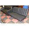 Image 1 : BLACK LEATHERETTE 84" SOFA WITH TWO BARCELONA