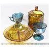 Image 1 : 4PC ASST CARNIVAL GLASS INCL CANDY JAR, CREAMER,
