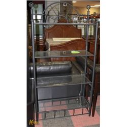 BLACK METAL SHELF WITH 4  GLASS SHELVES