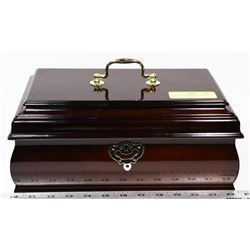 WOOD JEWELLERY BOX WITH 2 KEYS 5.5" T X 12.5" L