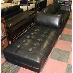 BLACK LEATHERETTE 83" SOFA AND 73" CHAISE LOUNGER