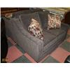 Image 2 : PAIR OF GREY FABRIC 54" LOVE SEATS W/ ACCENT