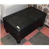 Image 1 : BLACK LEATHER STORAGE OTTOMAN.