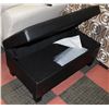 Image 2 : BLACK LEATHER STORAGE OTTOMAN.