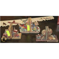 3 SETS OF VINTAGE 3D CERAMIC BOOKENDS.