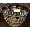 Image 1 : RUBY RED TRIMMED CUT GLASS BOWL 6" TALL