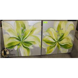 PAIR OF SHOWHOME FLORAL CANVAS PICTURES - ON