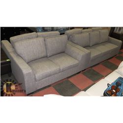 FABRIC GREY 87" SOFA & 64" LOVE SEAT.