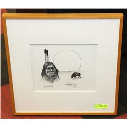 SIGNED ART "LONE BULL" 20.5" X  20.5"