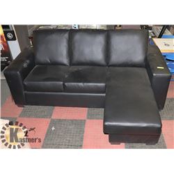BLACK LEATHERETTE REVERSIBLE 82" SECTIONAL.
