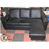 Image 1 : BLACK LEATHERETTE REVERSIBLE 82" SECTIONAL.