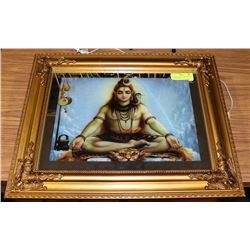 BACKLITE GOLD FRAMED PICTURE OF SHIVA 18X22.