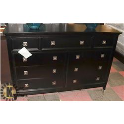 NEW BLACK 9 DRAWER DRESSER, (62"X19"X40.5").