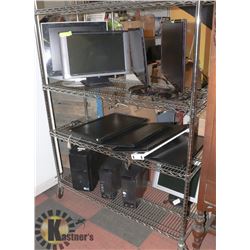 LOT OF COMPUTER MONITORS AND TWO TOWERS.