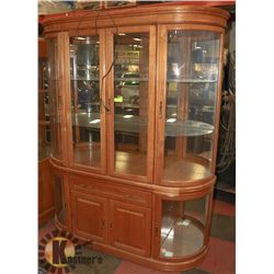CURVED GLASS 2 PC HUTCH WITH LIGHTS.