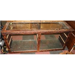 VINTAGE RETAIL COUNTER SHOWCASE, 74"X22.5"X36.5".