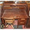 Image 1 : ANTIQUE ROLL TOP DESK WITH OFFICE CHAIR,
