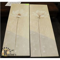 PAIR OF SHOWHOME CANVAS FLORAL PICTURES