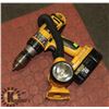 Image 1 : DEWALT 18 VOLT DRILL, BATTERY & 12V FLASHLIGHT.