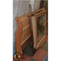 AS IS QUEEN SIZE SLEIGH HEADBOARD, FOOTBOARD AND