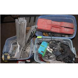 LOT OF 3 LARGE TOTES OF TOOLS AND MISC
