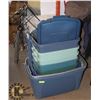 Image 1 : UNCLAIMED STACK OF ASSORTED TOTES AND CD RACKS