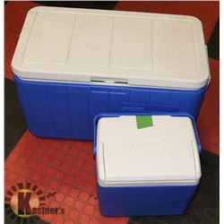 LOT OF 2 COLEMAN COOLERS - 1 LARGE AND 1 SMALL.