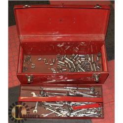 TOOL BOX WITH CONTENTS INCL WRENCHES & SOCKETS