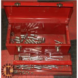 TOOL BOX WITH CONTENTS INCL WRENCHES & SOCKETS