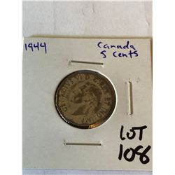 1944 Canada 5 Cents Nice Early Coin