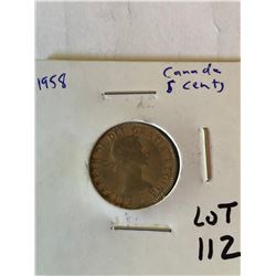 1958 Canada 5 Cents Nice Early Coin