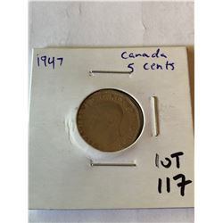 1947 Canada 5 Cents Nice Early Coin