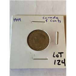 1949 Canada 5 Cents Nice Early Coin