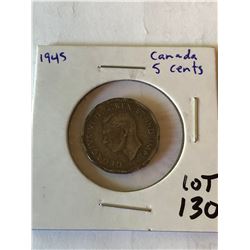 1945 Canada 5 Cents Nice Early Coin