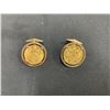 Image 1 : PAIR OF 14K YELLOW GOLD CUFFLINKS S/W HUNGARIAN GOLD COINS