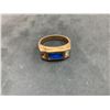 Image 1 : 10K LADIES RING WITH BLUE (CHIPPED) & WHITE STONES