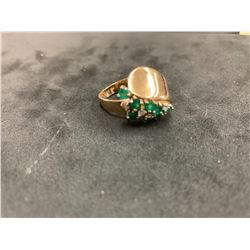 14K YELLOW GOLD LADIES RING WITH EMERALDS RV $1,450.00